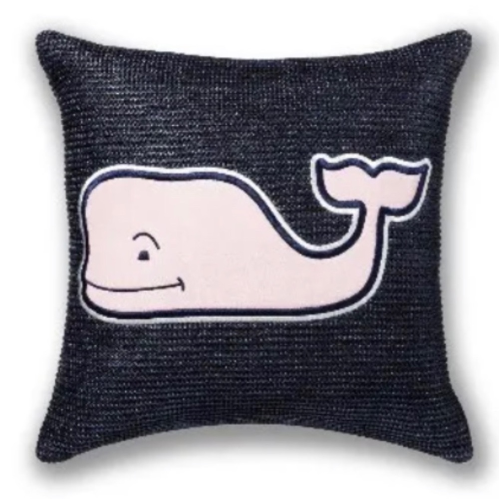 Vineyard Vines Target Exclusive Pink Whale Throw Pillow 20”x 20” Navy Blue